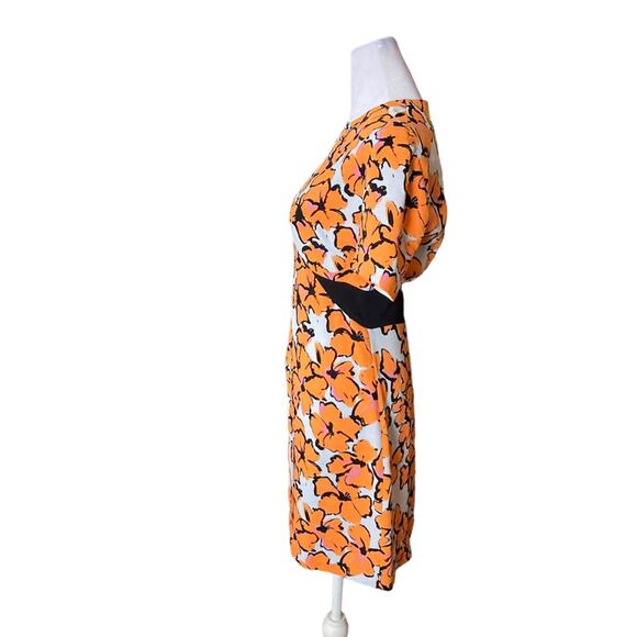 A.L.C Nora Floral Print Orange Silk Dress Size 2 - Picture 4 of 8